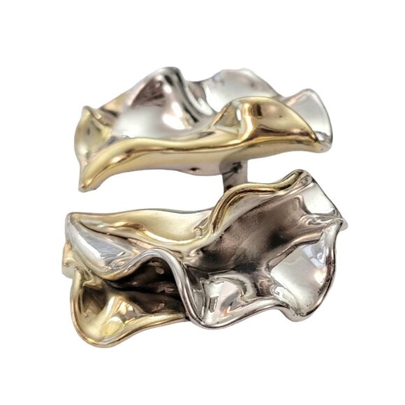 David Varsano Modernist Sterling Silver Large Wavy Brutalist Clip Earrings,E963 - Picture 3 of 13